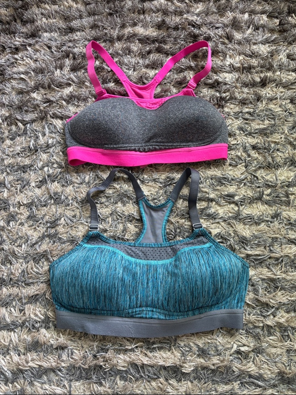 Two Champion Racerback Sports Bras — Pink & Teal BOGO Deal